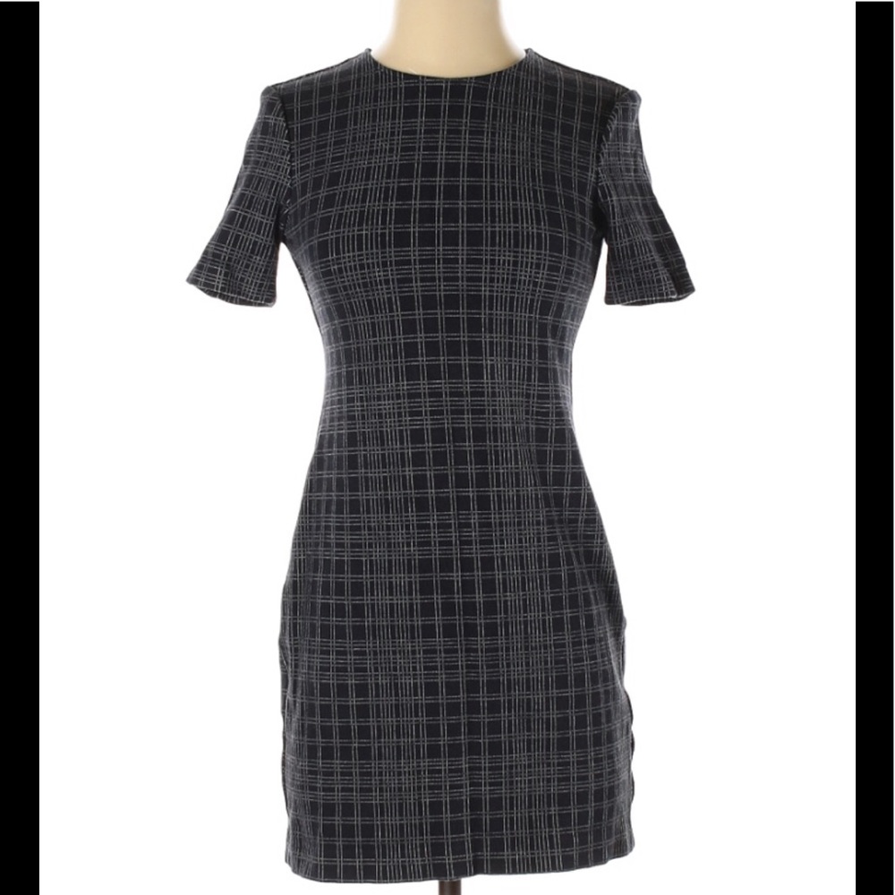 Theory Plaid Dress Size 0 Blue Short Sleeve